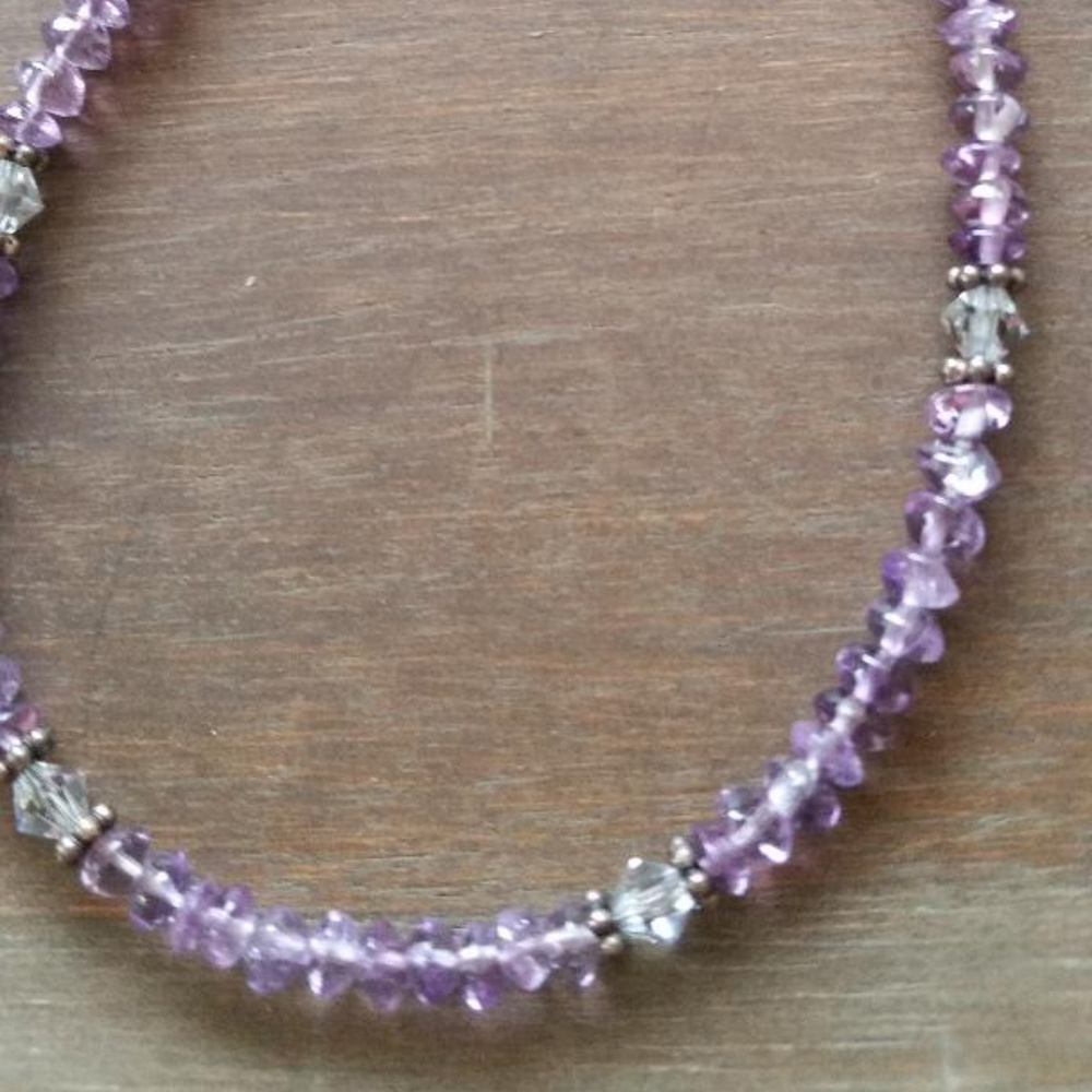 Moonlight amethyst, sterling, and crystal bracelet